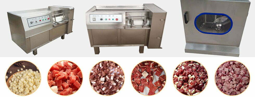 Restaurant Cube Meat Dicing Machine For Sale 2 Frozen meat dicing machine application