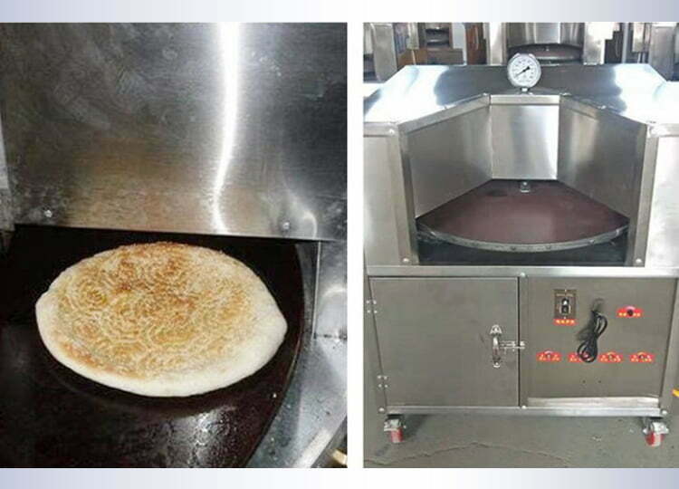 gas pita bread oven working scene