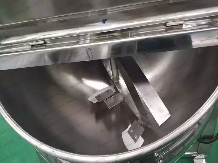 estructura interna de la olla de cocción con chaqueta de vapor